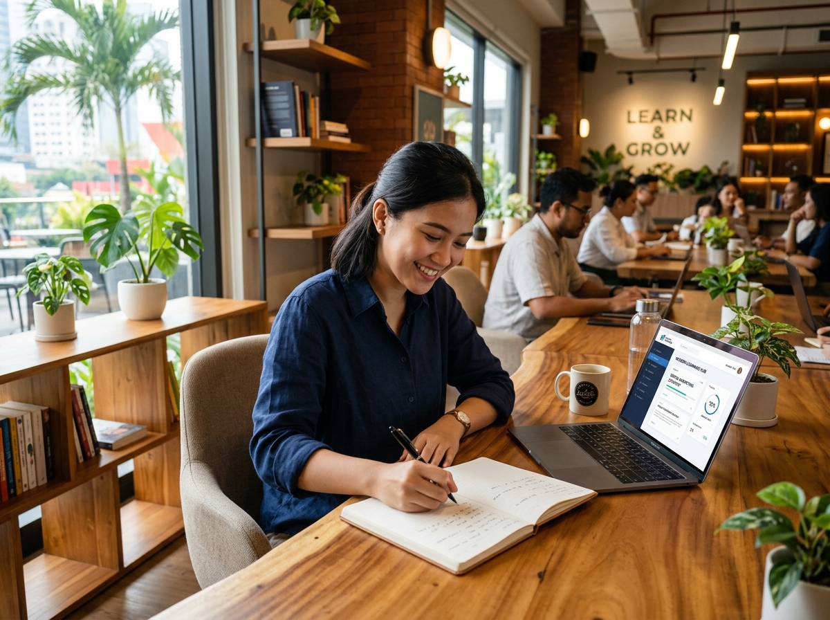 Peserta mempelajari teknologi kecerdasan buatan melalui laptop